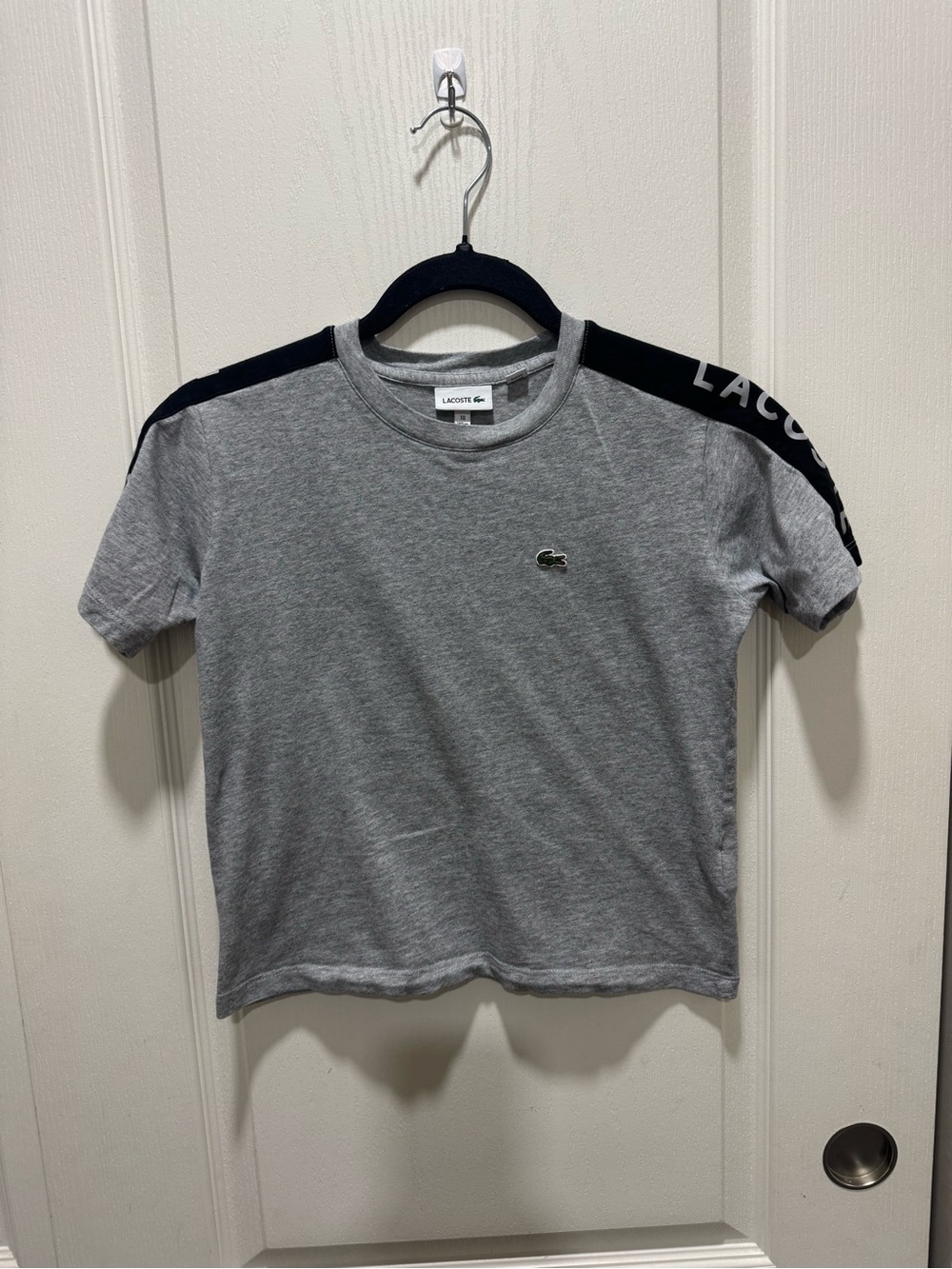 Lacoste Boys Gray Logo T-Shirt Size 10 140cm